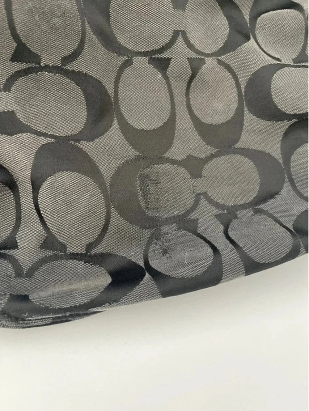 Coach Zoe Signature Jacquard Hobo Bag Black Grey Smoke 12674 Large Shoulder Bag